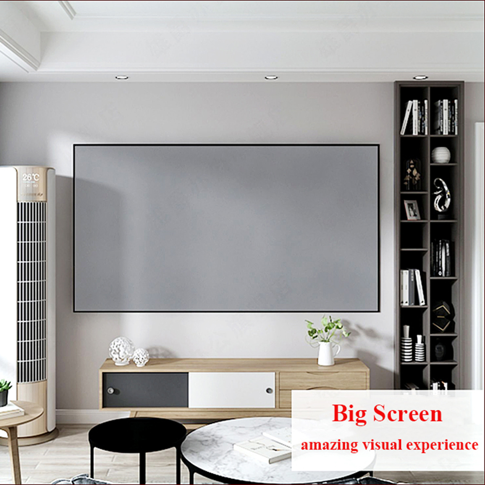 high quality grey crystal thin frame screen for long throw and UST projector ZHK100B-GF1